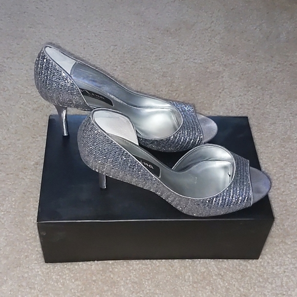 Open Toe Sequin Heels - Picture 2 of 7